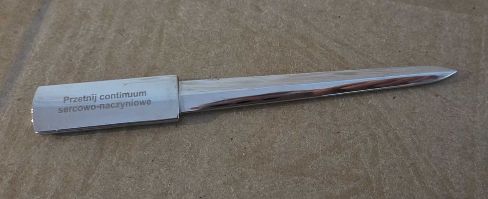 Elegancki wizytownik z aluminium+nóż do otwierania listów, kopert NOWY