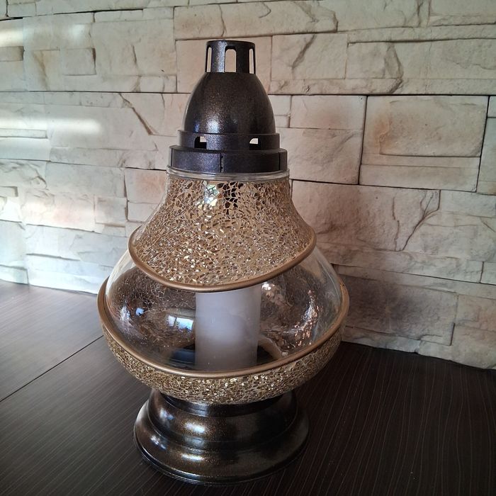 Duży Lampion Przepiękny Znicz z wkładem parafinowym wymiennym Premium