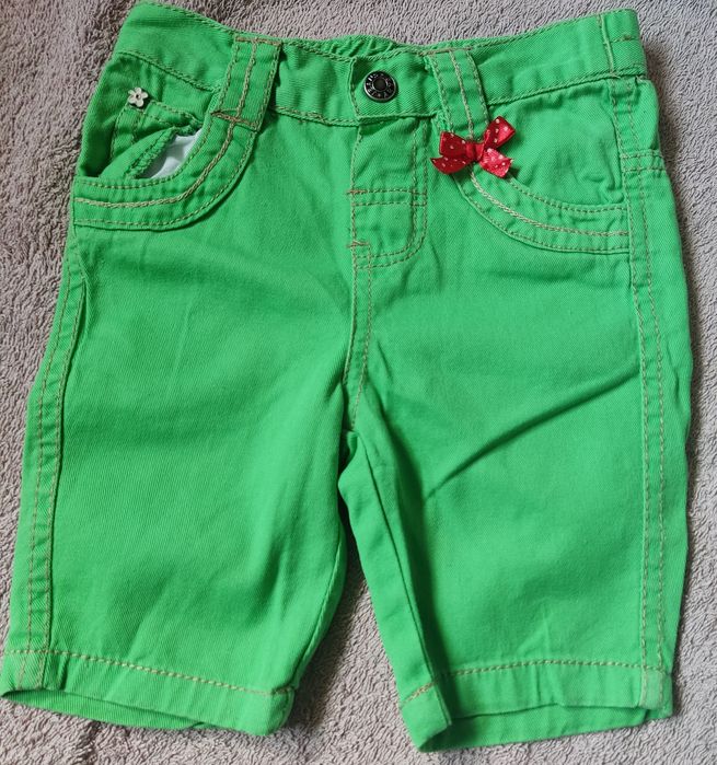 Spodenki dziewczęce krótkie szorty zielone 74 nad kolano