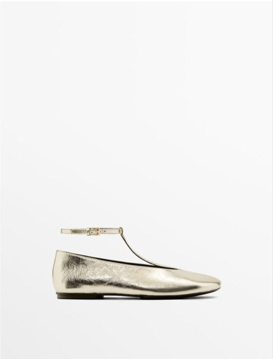 Золотисті балетки Massimo Dutti