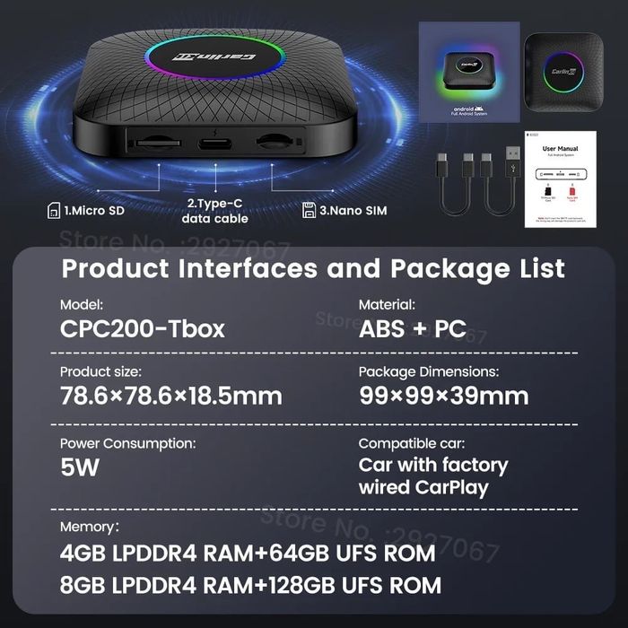 CarlinKit TBox Ambient 4/64GB 8/128Gb