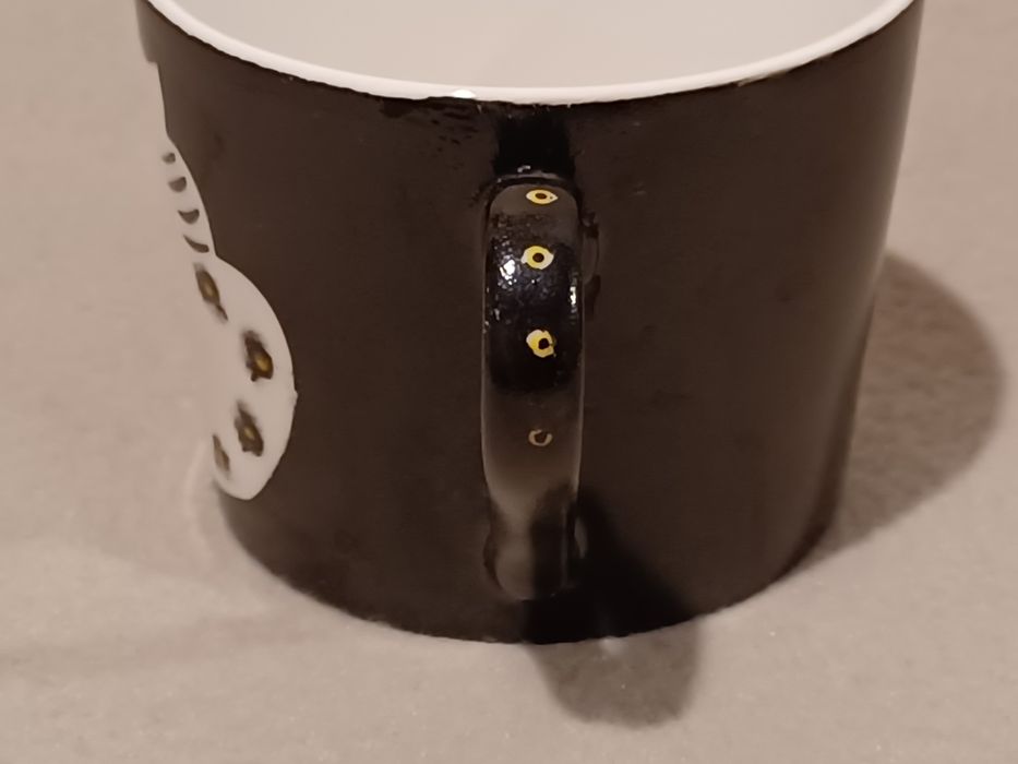 Filiżanka ceramiczna abstrakcja żółta brazowa