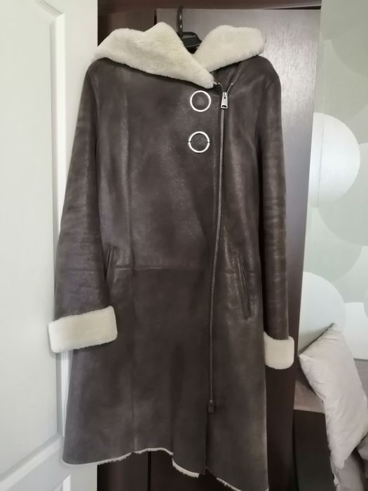 Дубленка  фирменная на цегейке (Турция)  коричневая приталенная