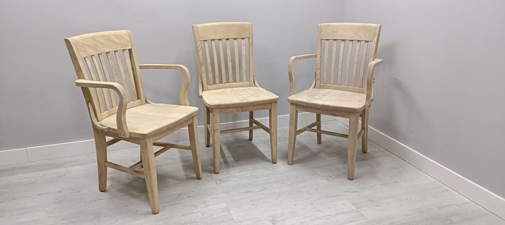 Dębowe masywne krzesła z podłokietnikiem do malowania 50sxt