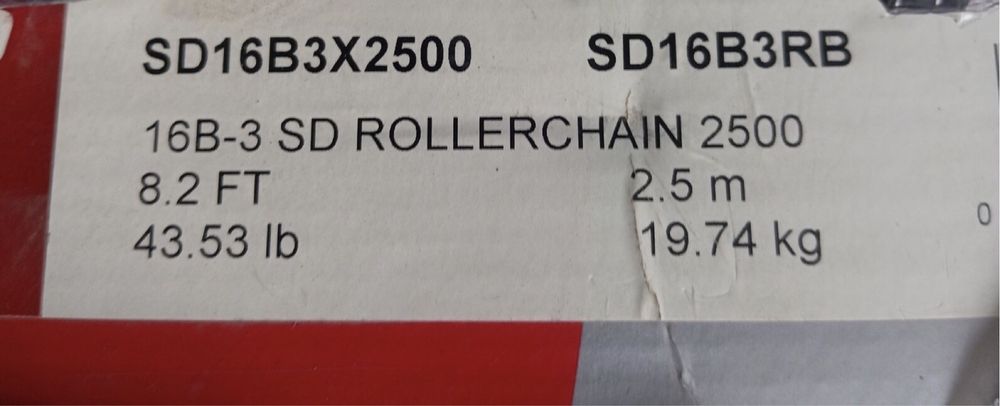 Ланцюг 16B-3 L=5,0 м RENOLD SD ( ПР-25,4-60)--20м