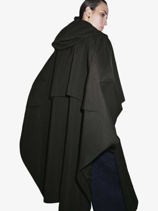 Trencz pelerynowy płaszcz ZARA ZW hydrofobowy przeciwdeszczowy peleryna water repellent cape trench coat