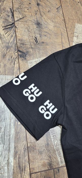 Czarna koszulka męska t-shirt bawełna premium hugo S