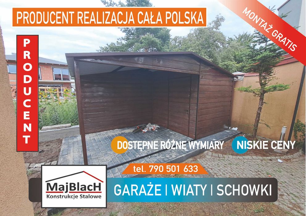 Garaż Blaszany z otwartą przestrzenią|Wiata Garaże Blaszane -Maj-Blach