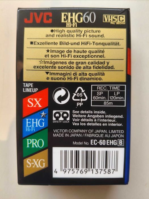 Cassetes JVC 10x EC-60 EHG VHS-C. Filme não utilizado Nova caixa