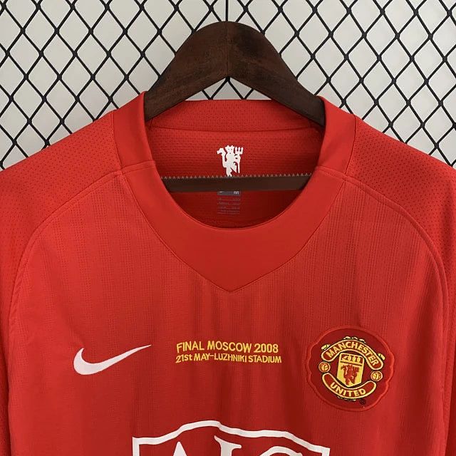 Camisola Principal do Manchester United 2007/2008 manga comprida