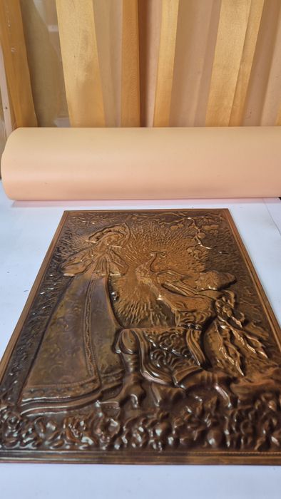 Piękna stara plakieta mosiężna obrazek starocia PRL T27