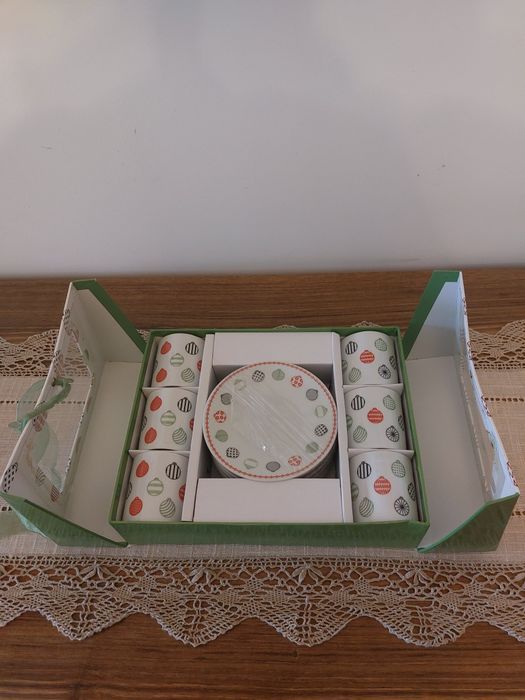 Conjunto 6 chávenas de café de Natal