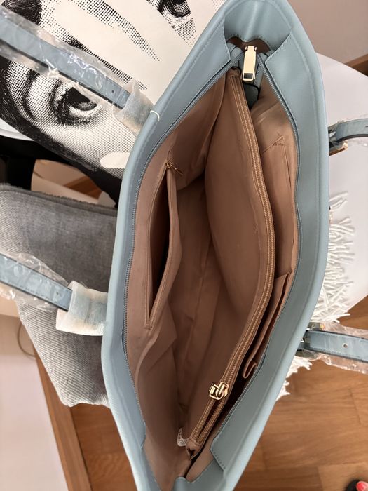 Mala / Shooper azul e castanha