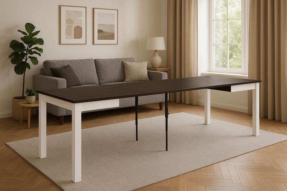 Solidny kwadratowy rozkładany stół, stolik 80x80x280cm EKSTRA