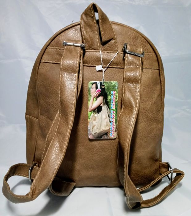 Brązowy jasny plecak A4 ze wzorkiem-NOWY