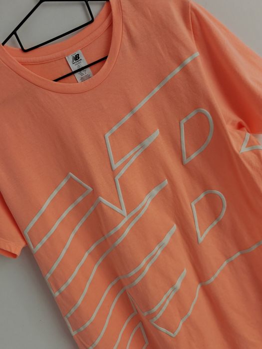 New Balance koszulka sportowa damska krótki rękaw logowana L