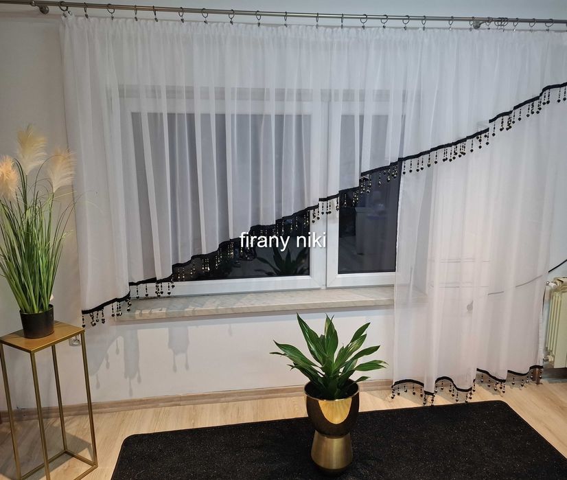 firana balkonowa czarne koraliki nr 171