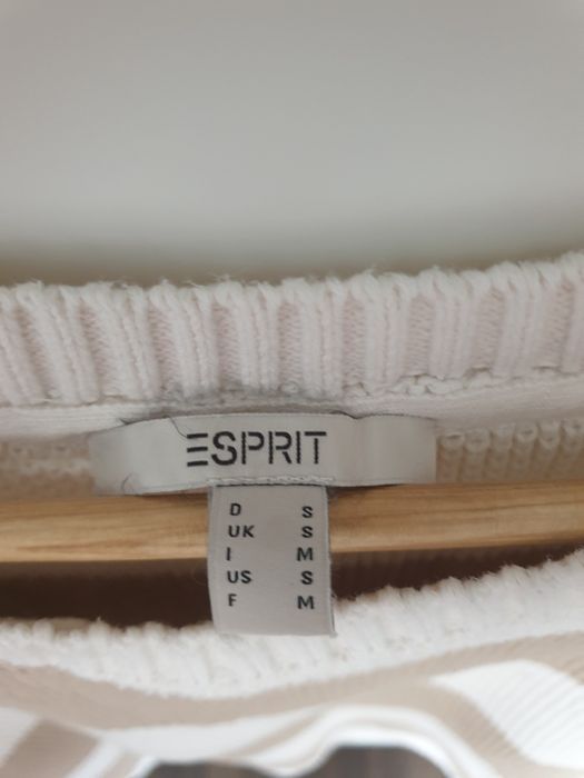 Luźny sweter Esprit beżowy pasy S