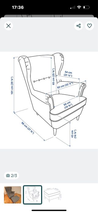 Fotel - uszak Strandmon Ikea