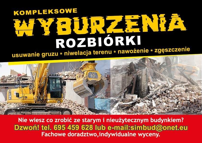Usługi koparką,walcem,rob.ziemne,spycharka,spych,wyburzenia