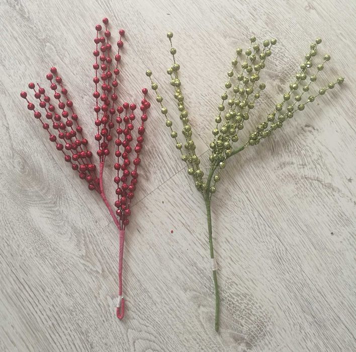 Gałązki ozdobne dekoracyjne świąteczne brokatowe nowe stroik