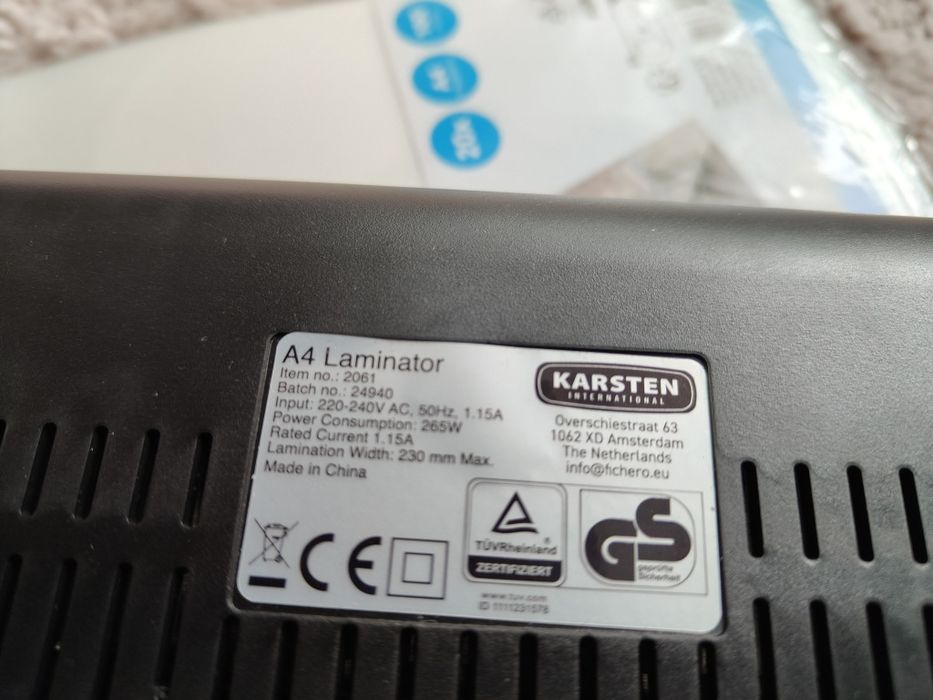 Urządzenie do laminowania plus arkusze