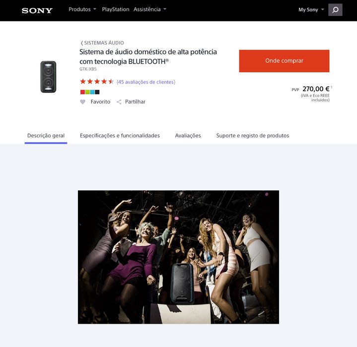 Coluna de Som - SONY GTK-XB5 (Como Novo)