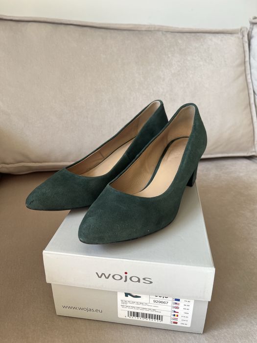 Czółenka zamsz Wojas butelkowa zieleń