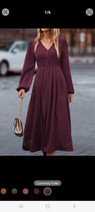 Nowa sukienka shein m maxi na długi rękaw na jesień