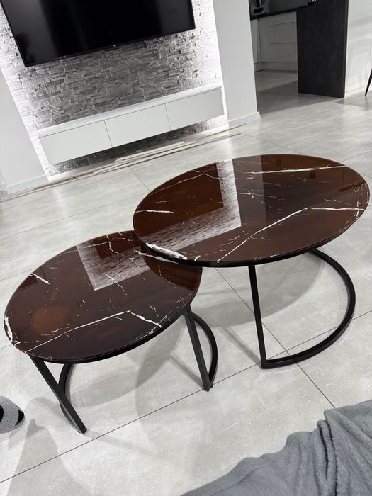 Zestaw dwóch stolików marmur
