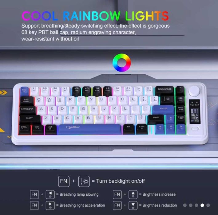 Клавіатура бездротова мембранна HXSJ-L68 RGB
