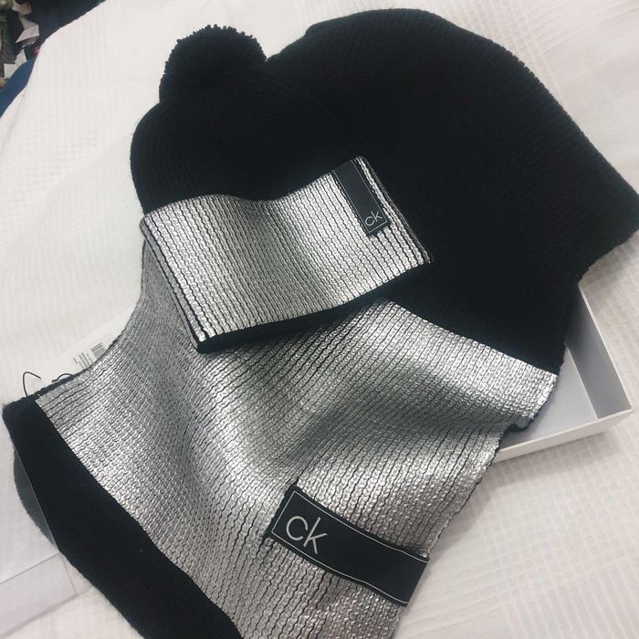 Zestaw premium Calvin klein czapka i szalik box