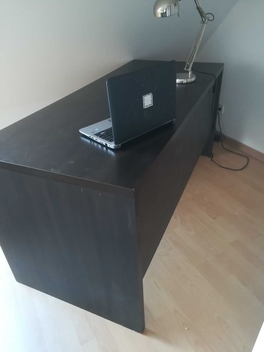 Duże biurko wenge ciemny brąz 160 x 70 cm używane