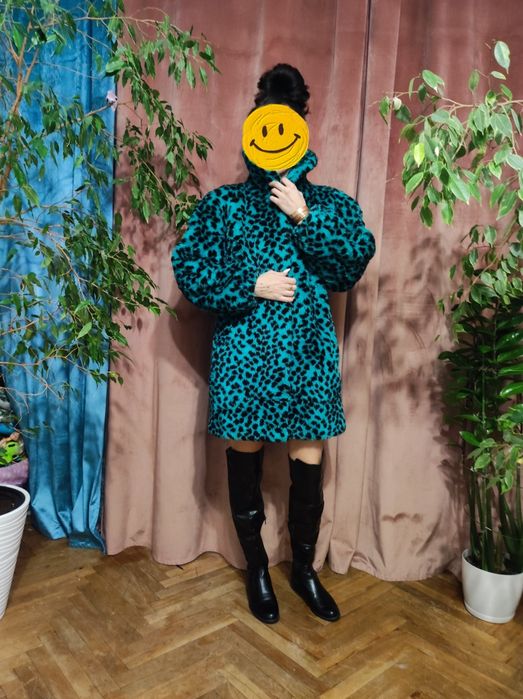 Vintage futro PRL Dom Mody DELIA cętki