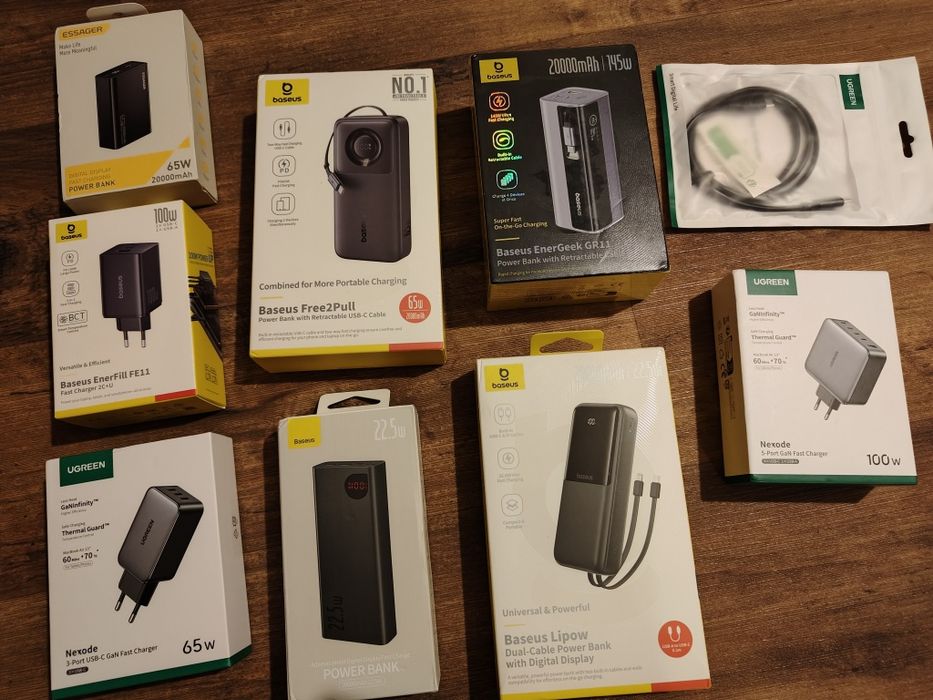 baseus power bank 20000mAh 65W, 145W,з вбудованим кабелем,швидка заряд