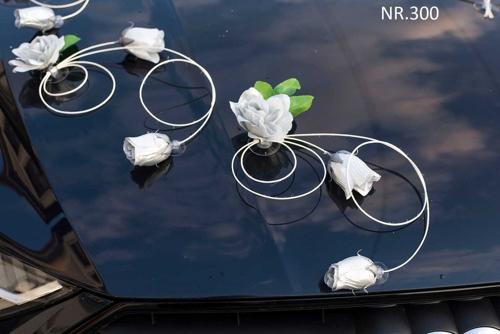 Dekoracja na samochód SREBRNE RÓŻE-Tylko u nas ozdoba na AUTO 300