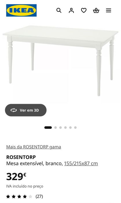 Mesa extensível branco IKEA