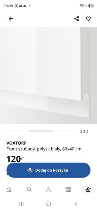 Fronty szuflad i szafek IKEA VOXTORP Bialy połysk  frez