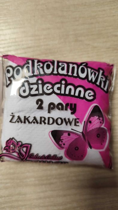 Podkolanówki dziecinne białe w serduszka w opakowaniu 2 pary