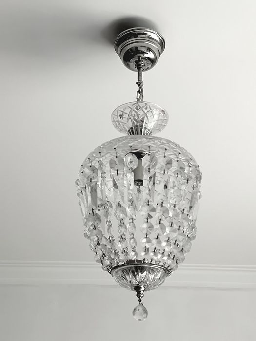 Lustre de teto em cristal e metal