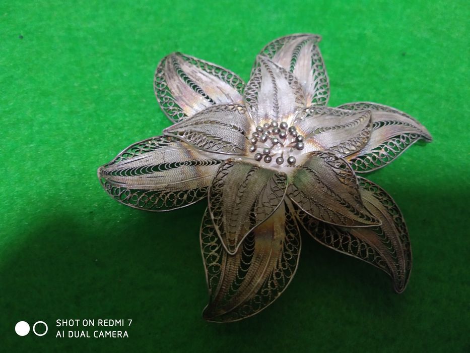 Винтажная большая серебряная брошь.Европа.