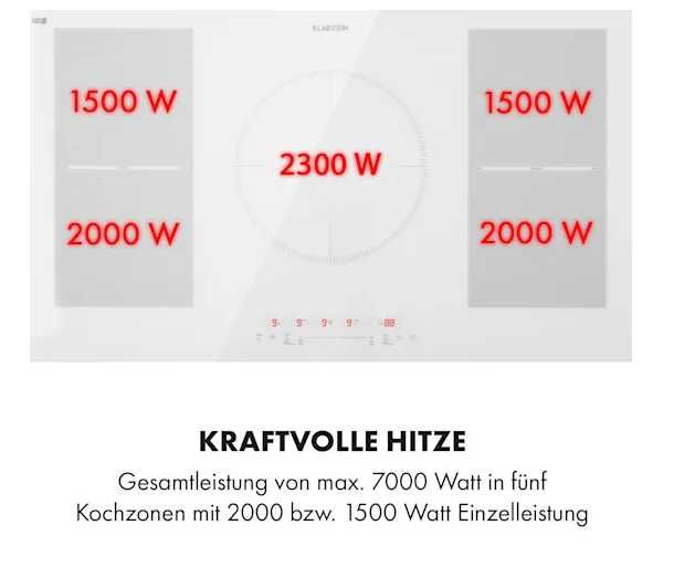 Индукционная плита Белая-черная Klarstein Delicatessa 90 Flex