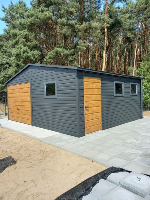 Garaż blaszany blaszak drewnopodobny profil zamknięty