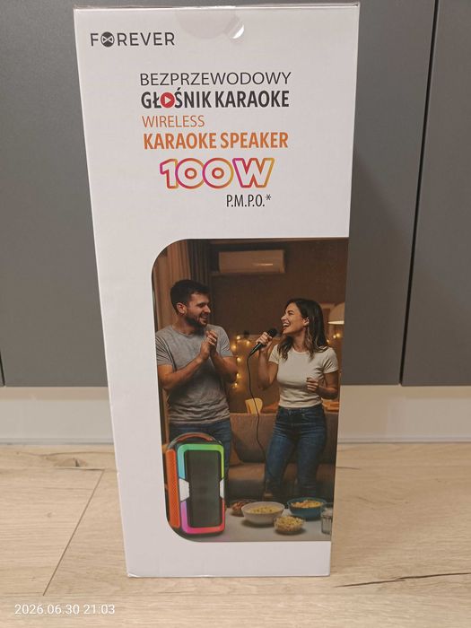 Głośnik Forever RGB LED 30W bezprzewodowy bluetooth karaoke pilot mikrofon