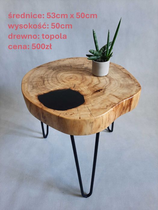 Stolik kawowy plaster drewna loft industrial od ręki