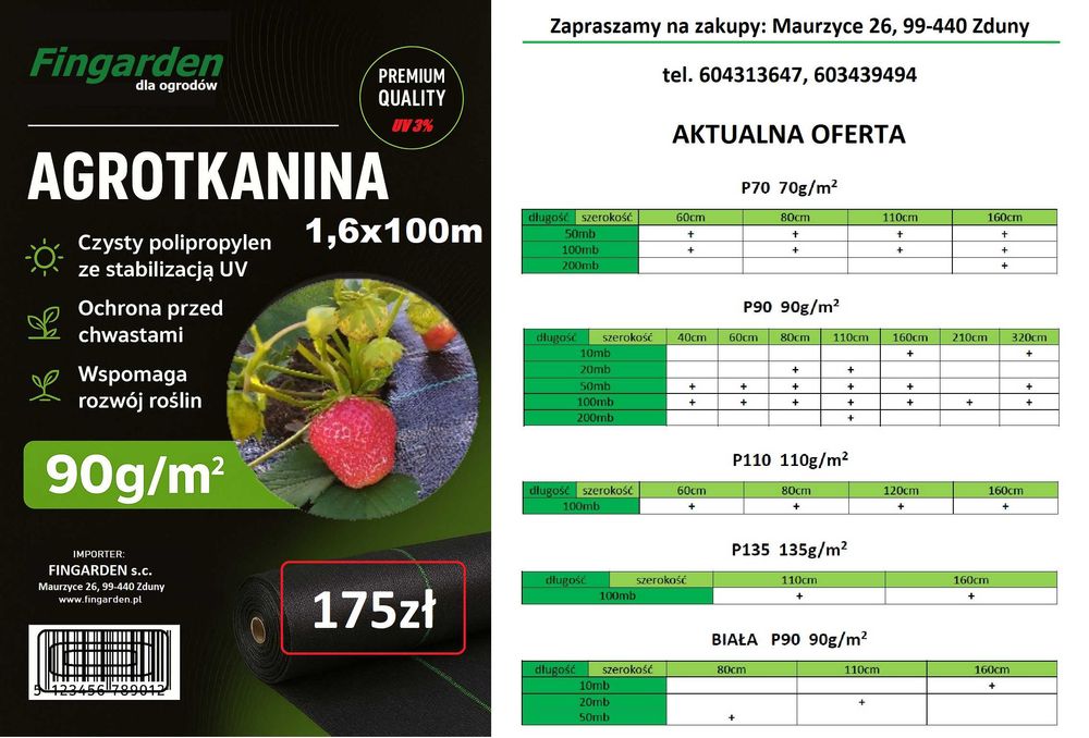Agrotkanina czarna P90 2,1x100m
