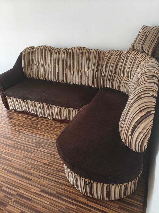 Sofa rozkładana narożna brąz 5-0-9-7-0-7-5-0-3
