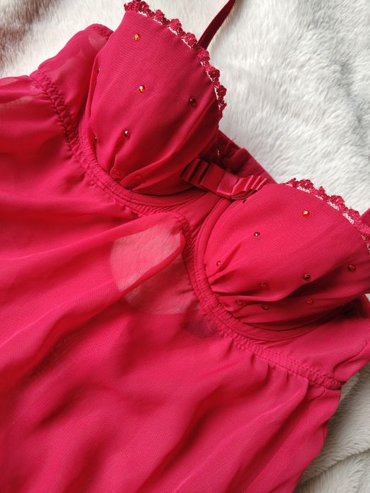 La Senza czerwona luksusowa haleczka z falbanką  M