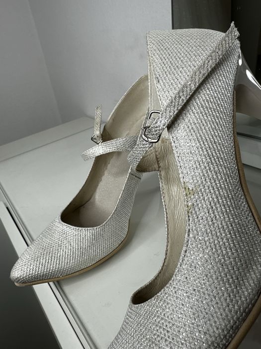 Buty ślubne buty do ślubu szpilki brokatowe