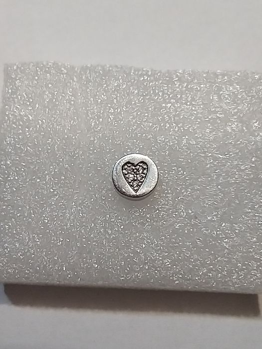 Beads/ Charm srebrne serce z cyrkoniami YES